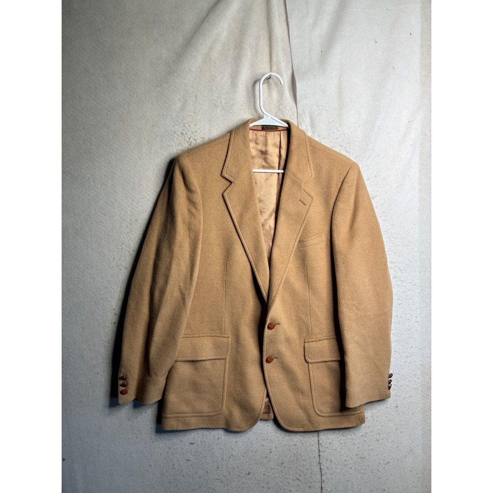 Vintage J.G. Hook For Men Camel Hair Blazer Tan Sport Coat Made in Hungary 40R